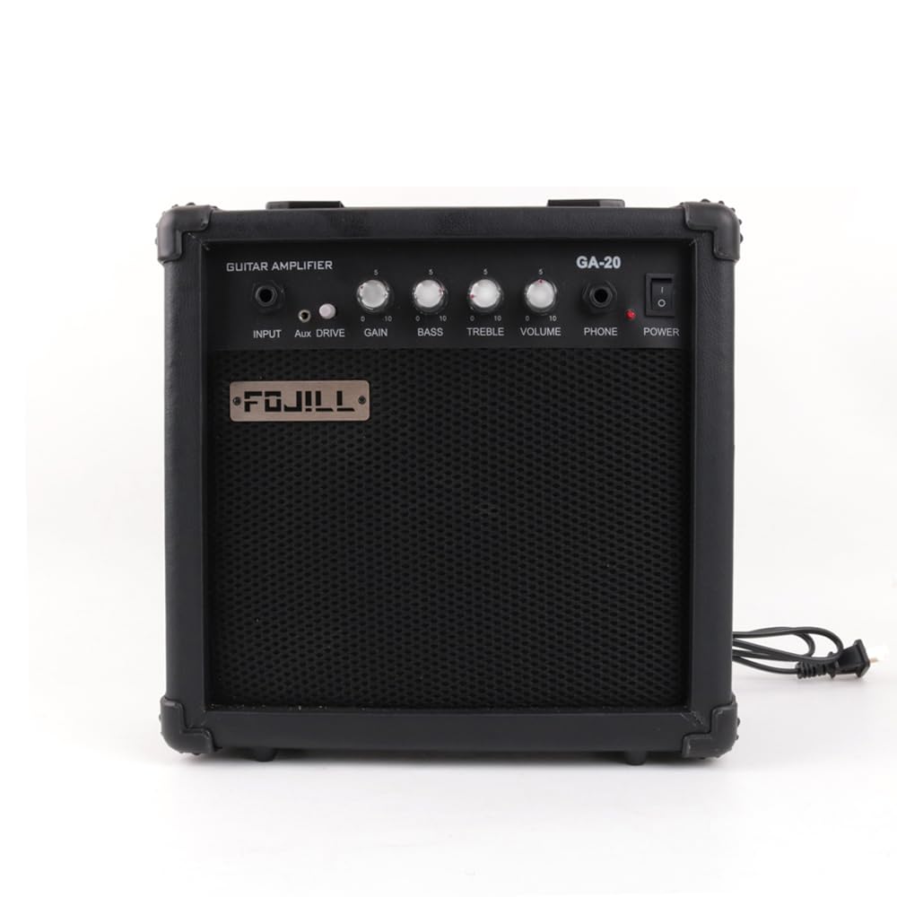Fojill 20W Watt Electric Guitar Amplifier Amp Practice Small Portable Travel Mini Amp With Headphone Jack Aux Distortion Gain Tr