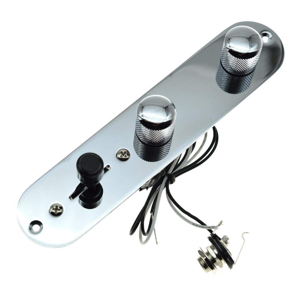 Dopro Loaded Control Plate Pre-Wired 3-Way Control Plate With Wiring Harness For Fender Tele/Telecaster Guitars Chrome