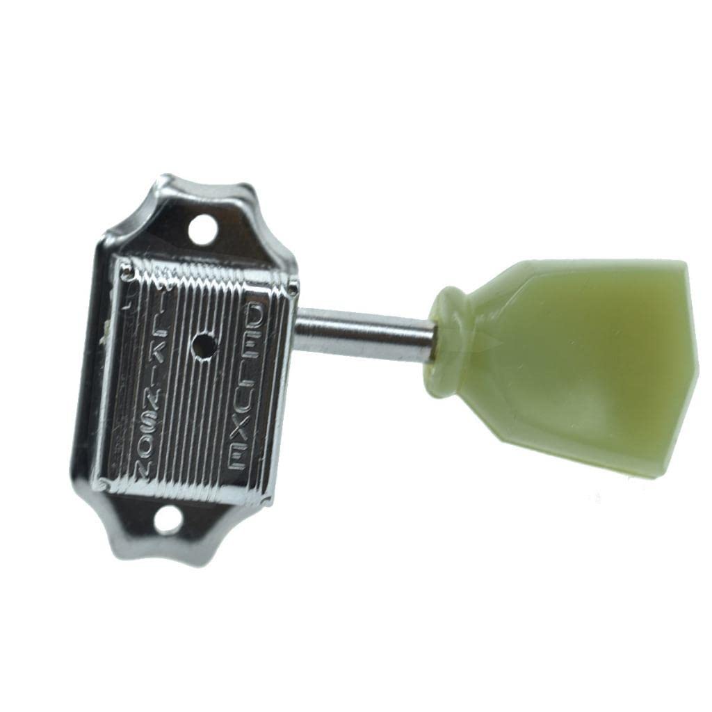 Wilkinson Chrome with Green Button 3x3 Deluxe Vintage Tuners Guitar Tuning Keys Machine Head with Split Post for Les Paul/SG/ES