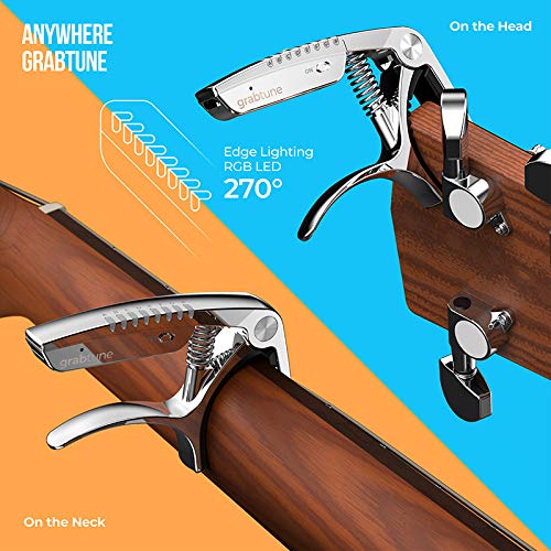 Personality Advanced Capo-Tuner 2-in-1 for Acoustic Guitar with USB Rechargeable Battery/LED Edge Lighting Display Guitar Capo U