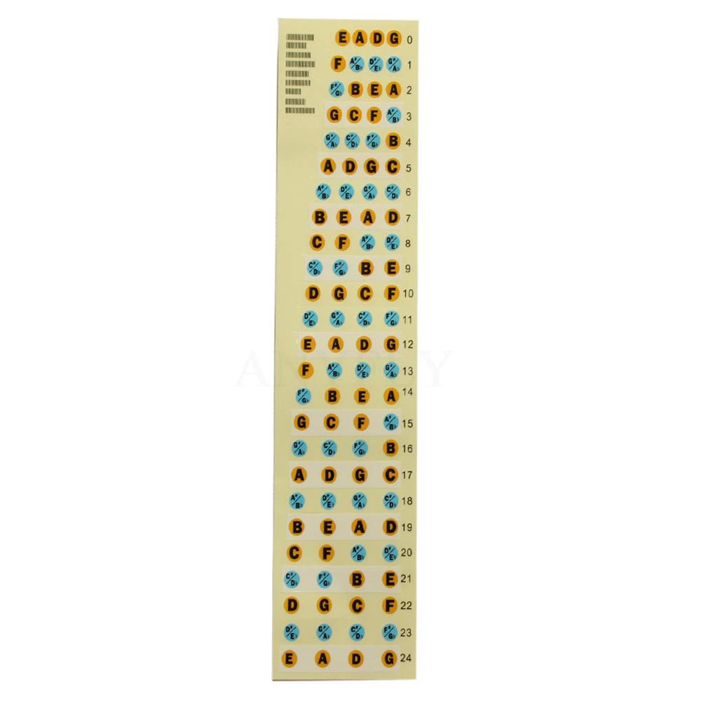Bass Guitar Fretboard Note Map Decals/Stickers,4-string Bass Guitar Fingerboard for Beginner