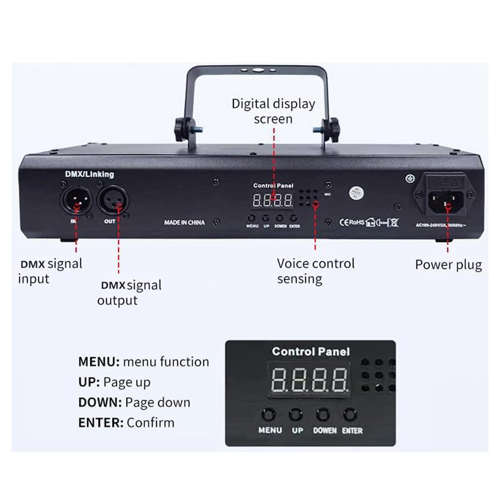 Upgraded 4 Lens DJ Disco Lights for Parties Laser Light Show with 9 LED Strobe Lights Remote&DMX512 Control, Sound Activated Clu