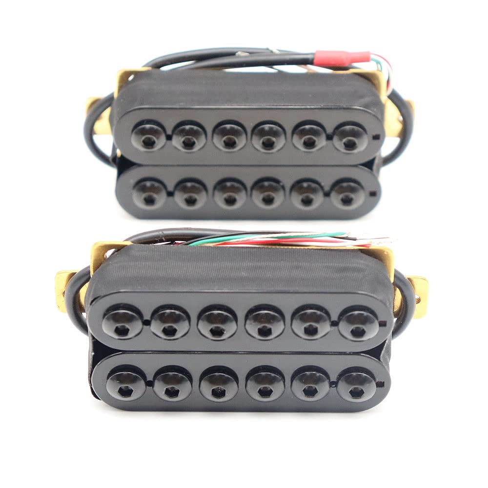 High Output Invader style Guitar Humbucker Pickups Ceramic Magnet Neck and Bridge Pickups For Electric Guitar Parts (Black)