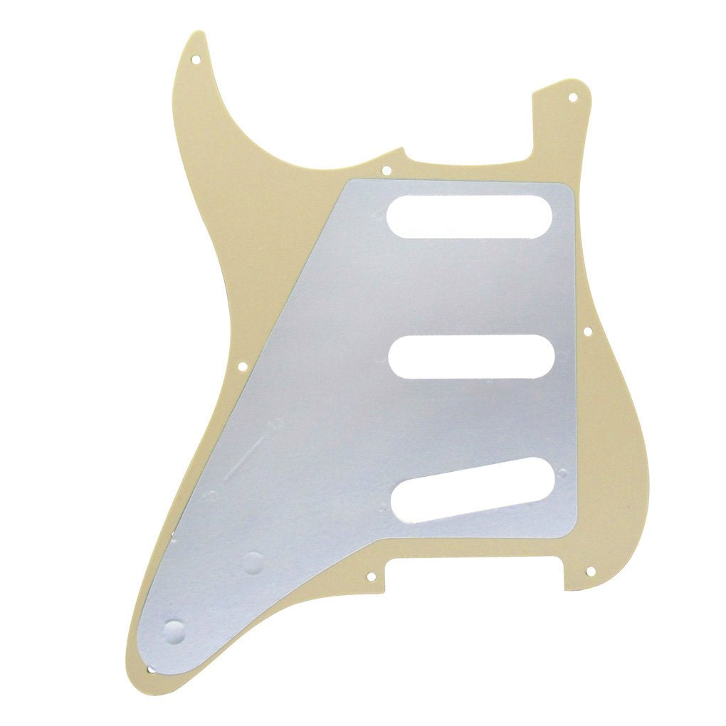 FLEOR 3Ply Cream SSS 8 Hole StratPickguard Guitar Backplate Tremolo Cavity Cover with Screw for Vintage ST Style Guitar Parts