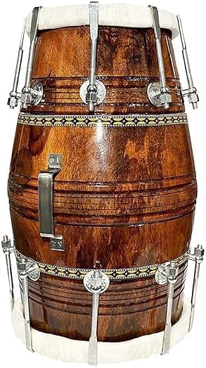 Wood Dholak Indian Folk Musical Instrument Drum Nuts N Bolt Size - 18 Inches