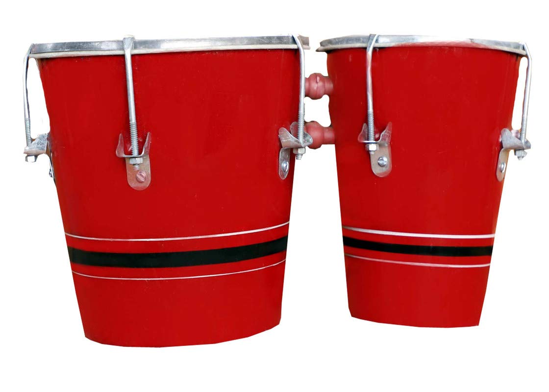 Gt Manufacturers Professional Two Piece Hand Made Wooden Bango Drum Set (Red)