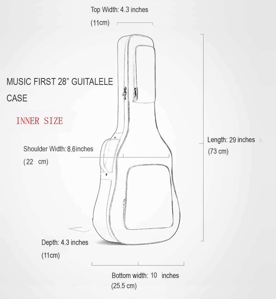 MUSIC FIRST Original Design 0.6'' (15mm) Thick Padded Country Style Guitalele, 26-29'' Guitar Case & Bag