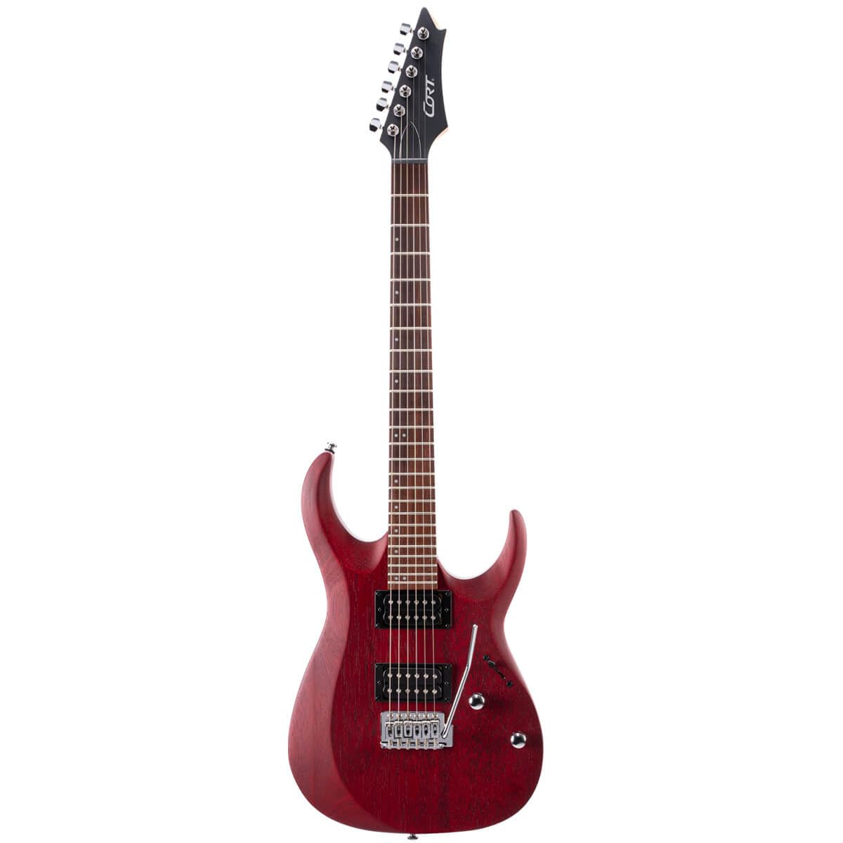 Cort X100 Electric Guitar  Fast Playability With Dual Humbuckers & 6-Point Tremolo Open Pore Black Cherry X100 Opbc
