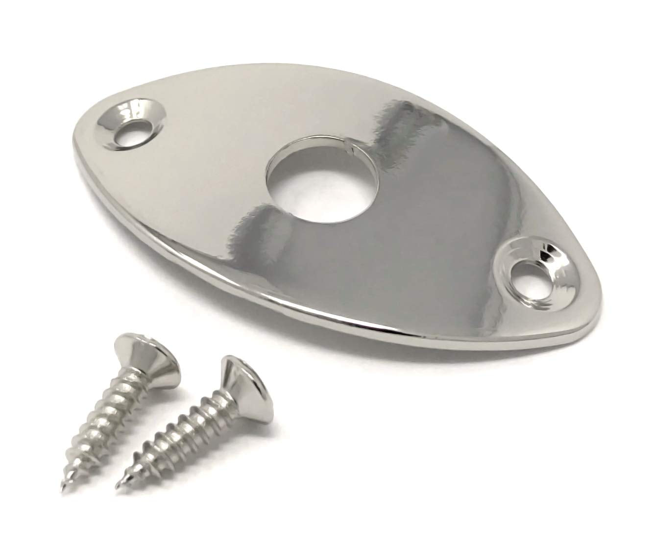 Vintage Forge Nickel Oval Jack Plate For Guitar And Bass With Screws Curved Metal Football Shape Jpf30-Nkl