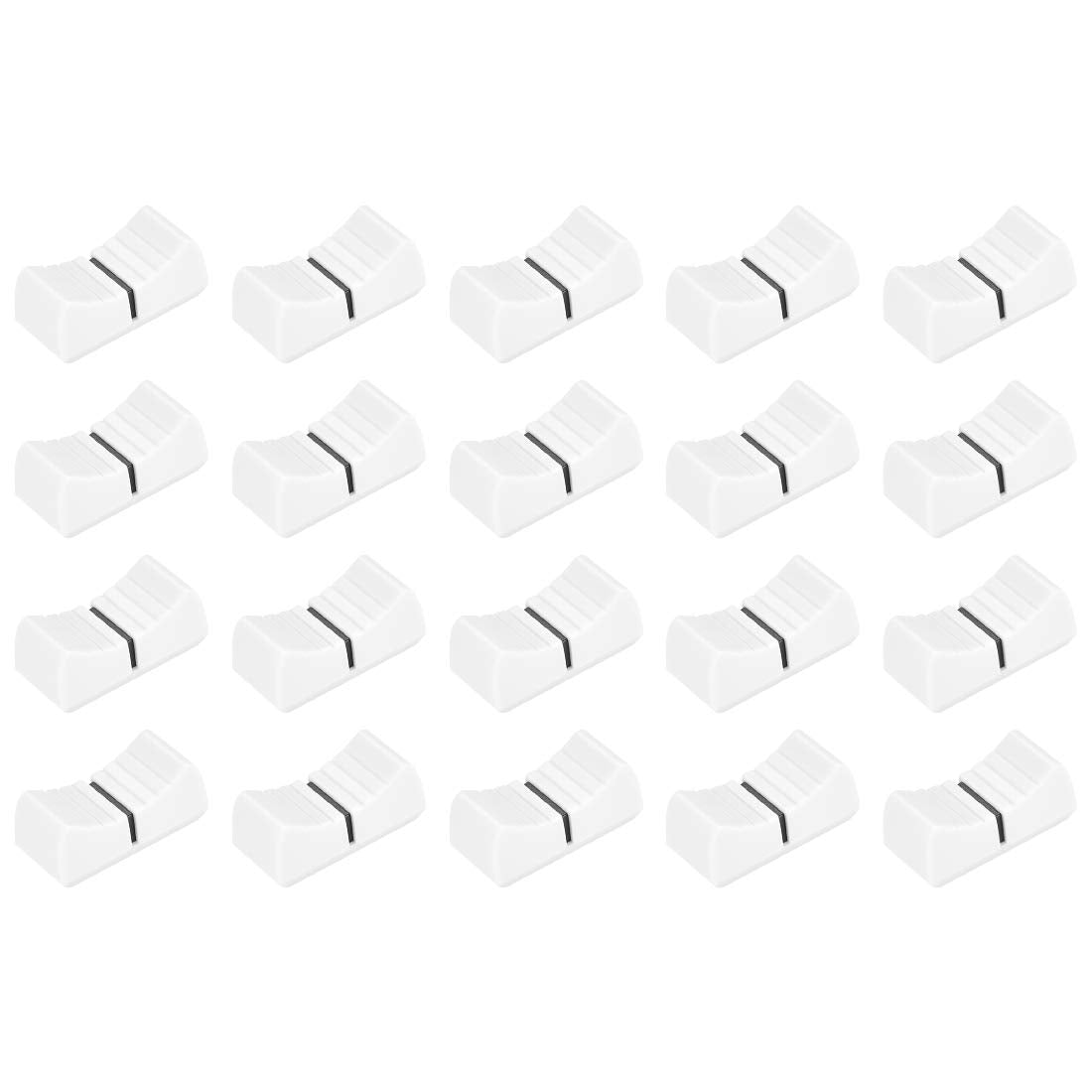 Uxcell 24Mmx11Mmx10Mm Console Mixer Slider Fader Knobs Replacement For Potentiometer White Knob Black Mark 20Pcs(Fit Hole 4 X 0.