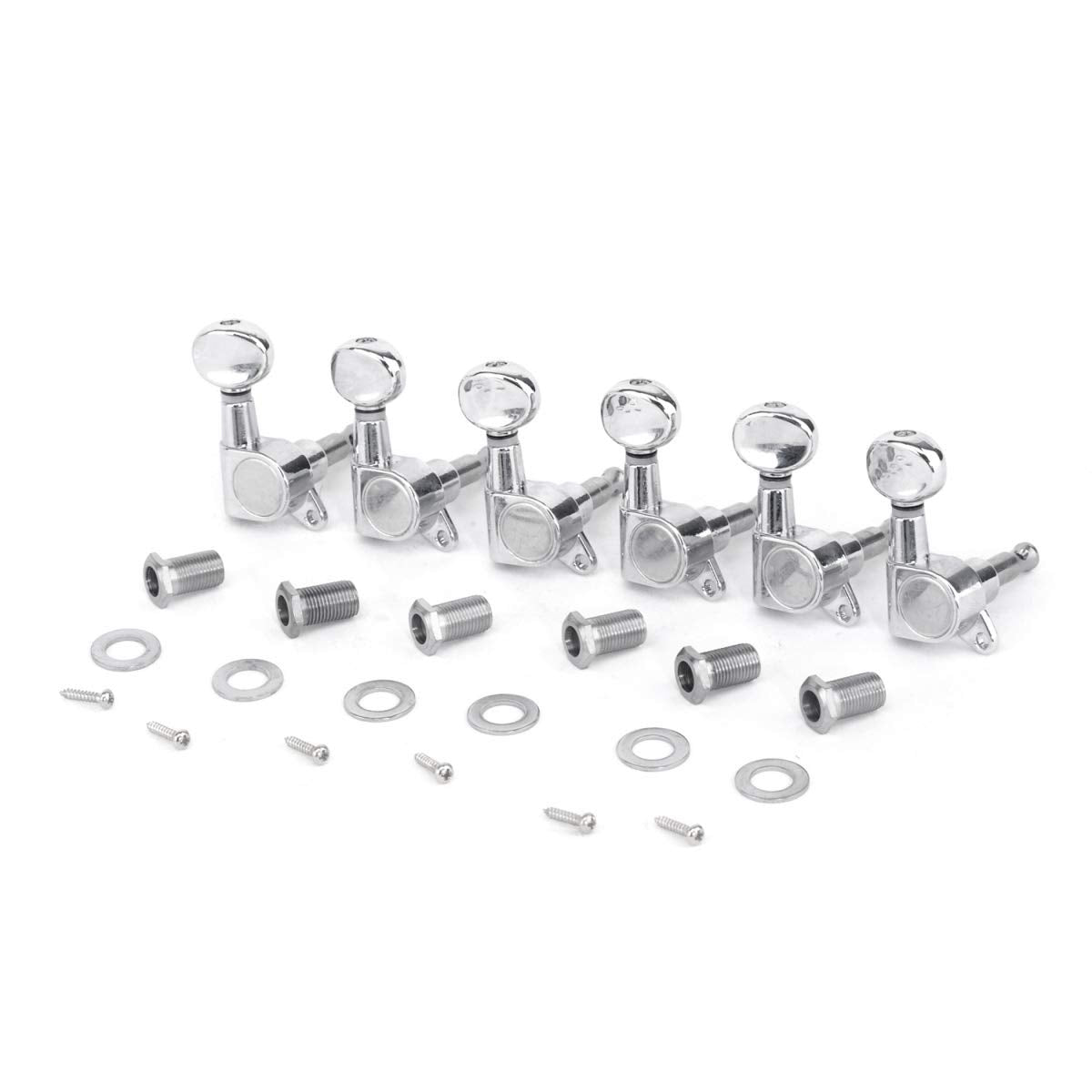 Musiclily Pro 6 In Line Guitar Sealed Tuners Tuning Keys Pegs Machine Heads Set For Fender Stratocaster Telecaster, Kidney Butto