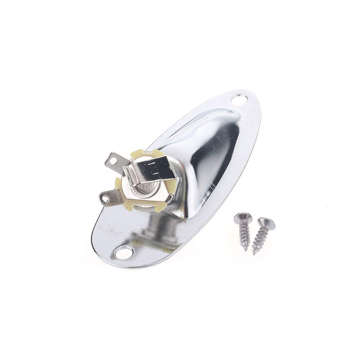 Musiclily Boat Style 1/4'' Loaded Guitar Pickup Output Jack Plug Socket Plate Jack Ferrule for Fender Strat Stratocater Electric