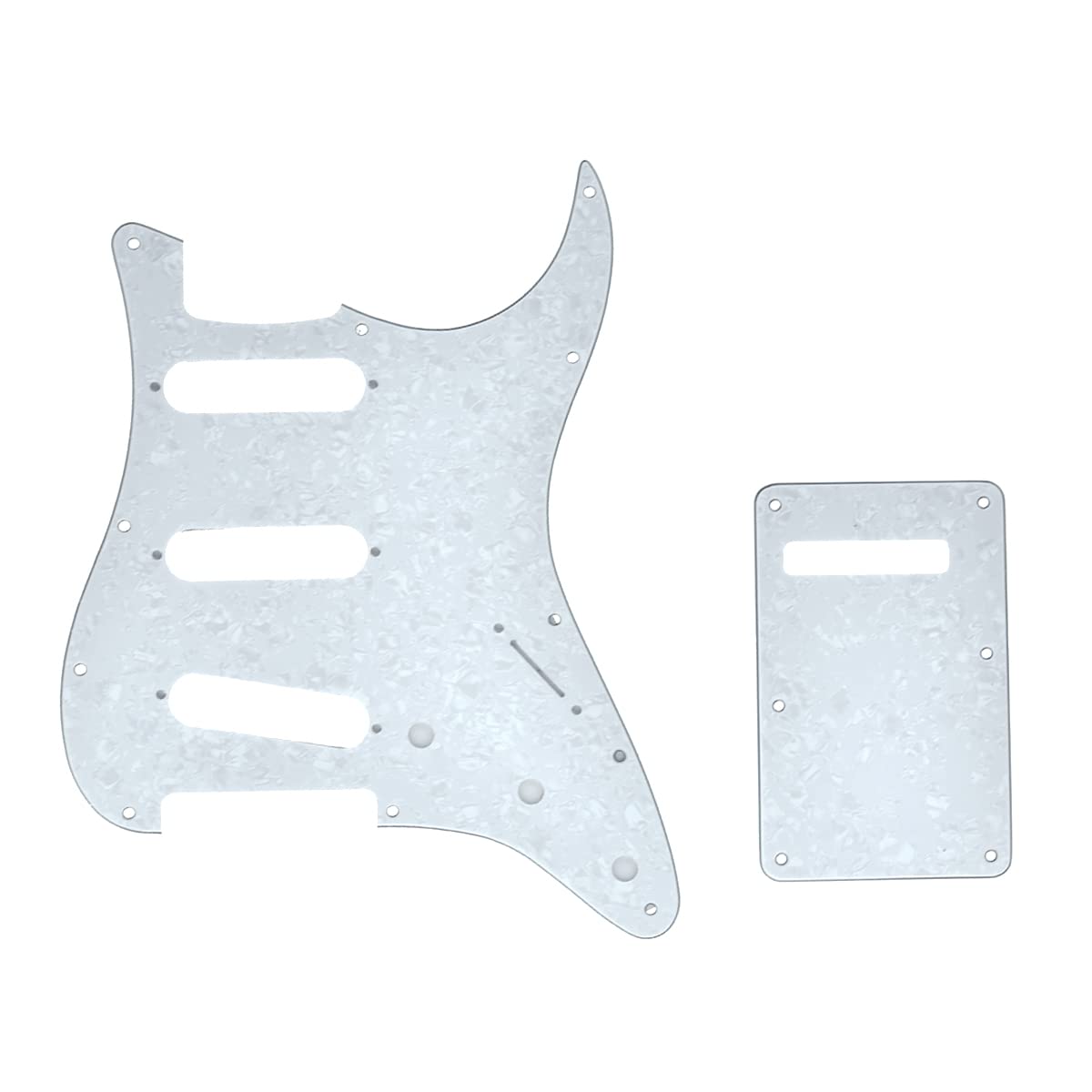 Dopro 11 Hole Strat SSS Pickguard ST Back Plate Trem Cover fits USA/Mexican Fender Strat White Pearl
