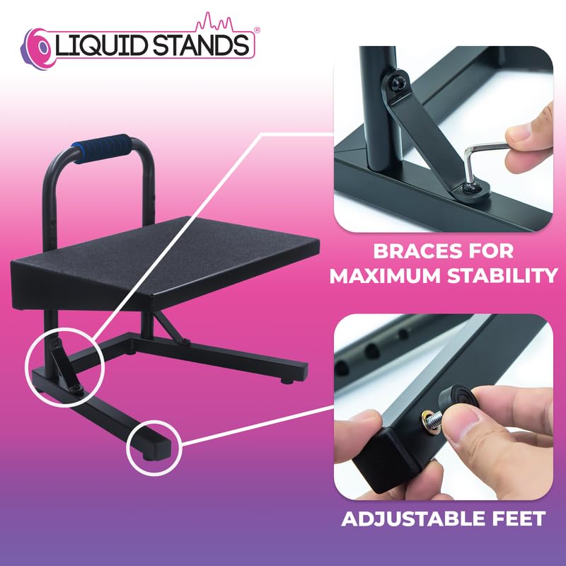 Liquid Stands Ergonomic Guitar Foot Stool Under Desk for Kids - Height Adjustable Elevated Piano Foot Rest- Piano Foot Rest for