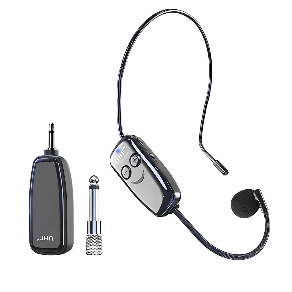 Careflection Uhf Wireless Headset Mic, 160Ft Wireless Microphone Headset With Receiver For Speakers Of 3.5Mm/6.35Mm Jack, Amplif