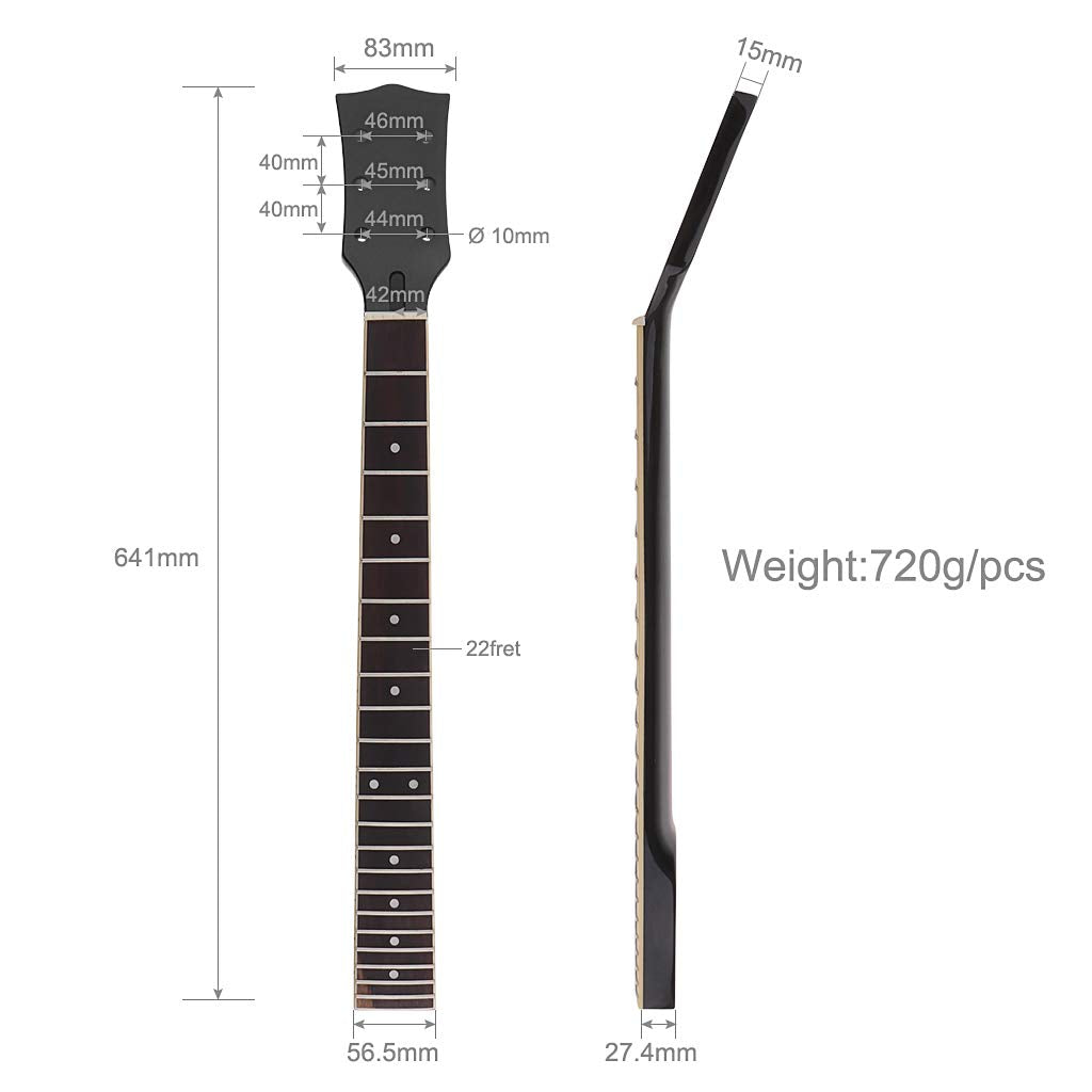 Alnicov Electric Guitar Neck DIY For Gibson LP Guitars Parts Replacement 22 Fret Maple Neck Rosewood Fretboard with White Dots I