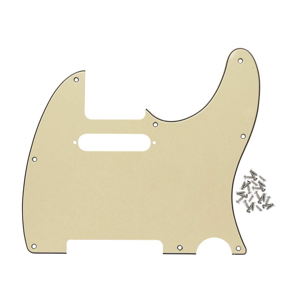 Fleor 8 Hole Tele Pickguard W/Screws Fit Usa/Mx Standard Telecaster Pickguard Replacement, 3Ply Cream