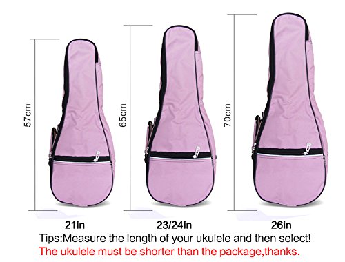 HOT SEAL Waterproof Durable Colorful Ukulele Case Bag with Storage (23/24in, pink)