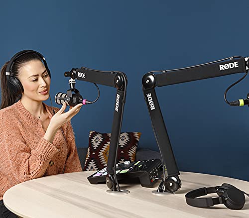 Rode PSA1+ Pro Studio Boom Arm for Podcasting and Streaming with Gator Microphone Pop Filter, Professional Grade XLR Cable and S