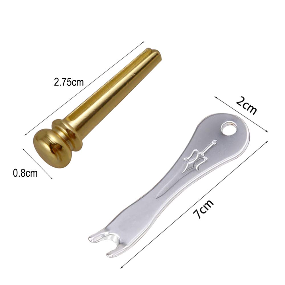 Amadget Guitar Bridge Pins 6pcs Brass Endpin for Guitar With Guitar Bridge Pin Puller