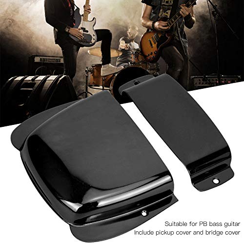 Bass Guitar Vintage Bridge Cover, Zinc Alloy Bass Guitar Bridge Cover with Screws for Electric Bass Guitar (Black)