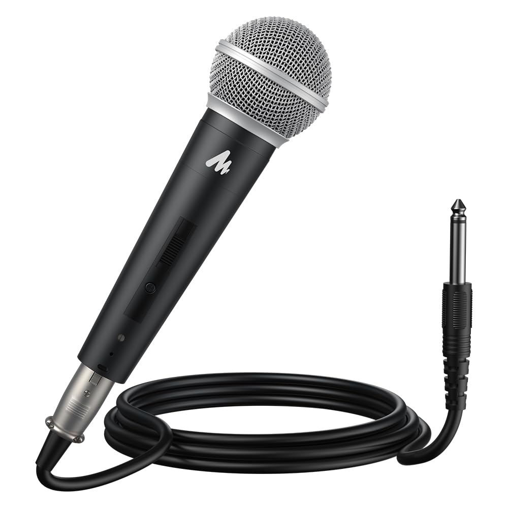 Maono Dynamic Microphone Wired for Singing, Corded Karaoke Mic with 9.8FT/3M XLR Cable, with On/Off Switch (AU-WDM01)