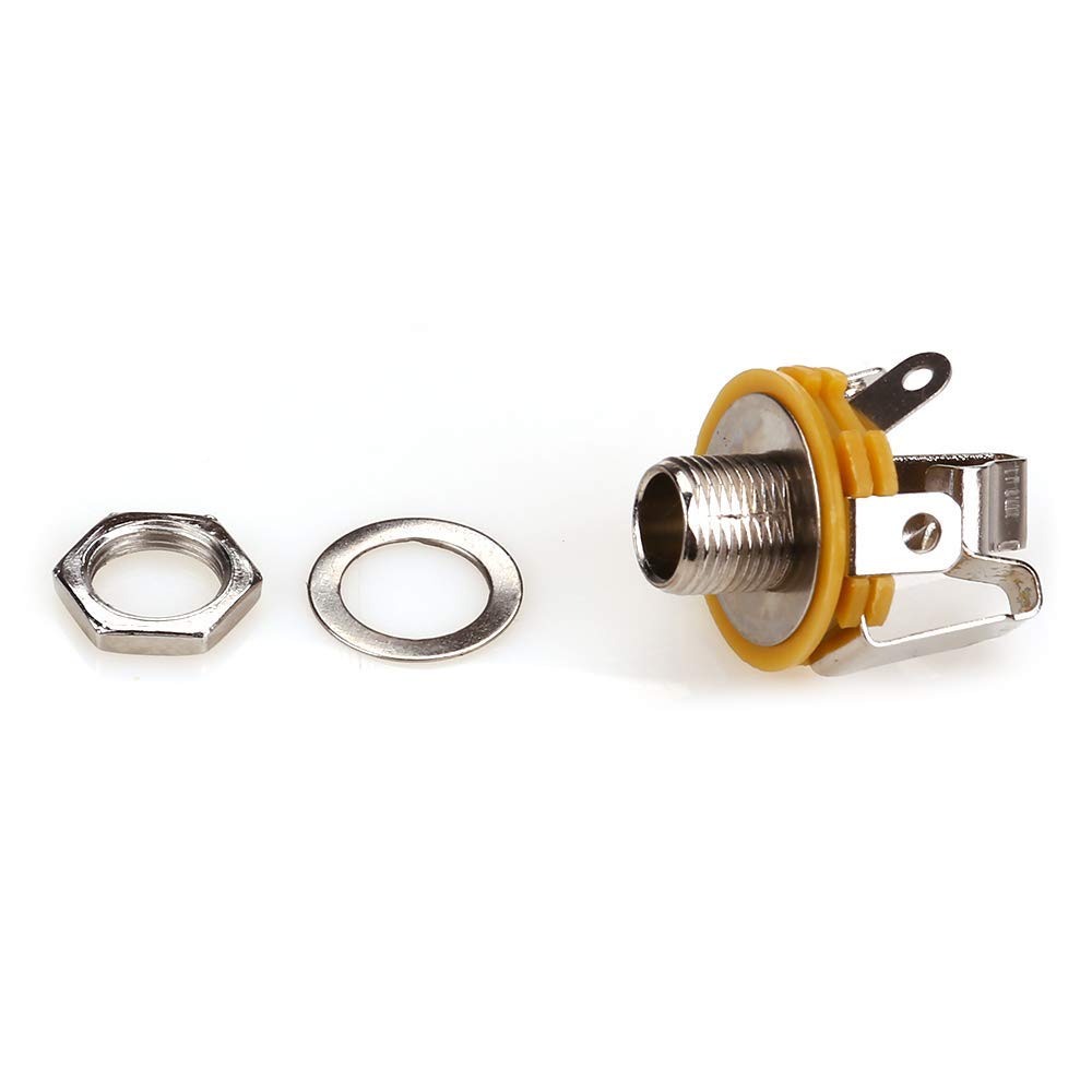 TRS Socket,Stereo 3-Conductor Input Jack, 1/4'', TRS Panel Mount Socket with Washer and Nut Solder Type for Guitar Pedals Bass F