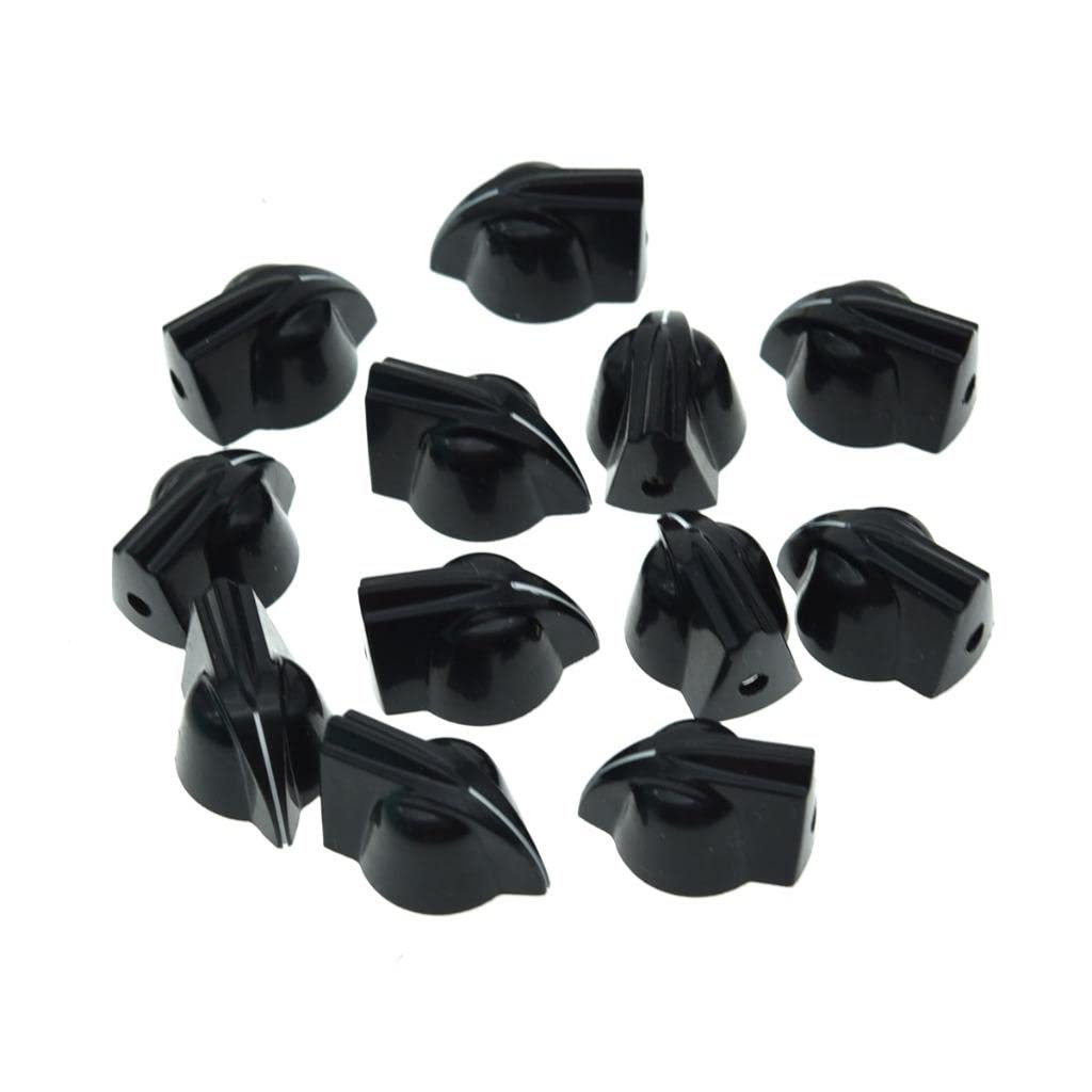Dopro 12-Pack Vintage Raised Mini Chicken Head Knobs - Small Size Guitar Bass Potentiometer Knobs with Set Screw Black