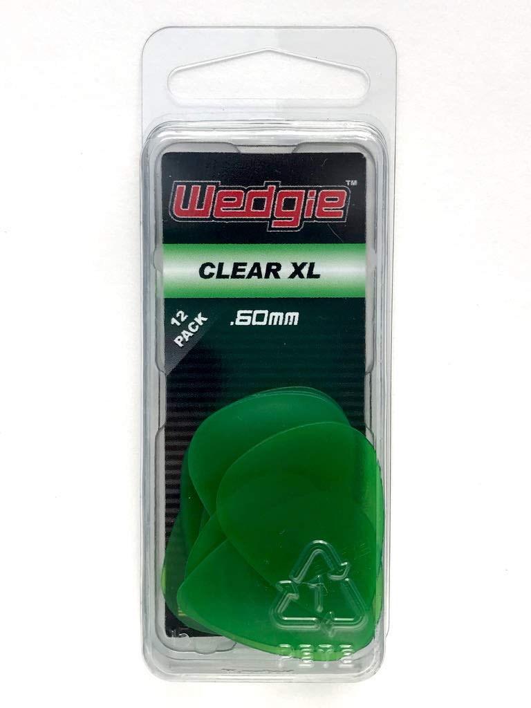 Wedgie WCPP60 0.60mm Wedgie Clear Pick, 12 Pack, Green
