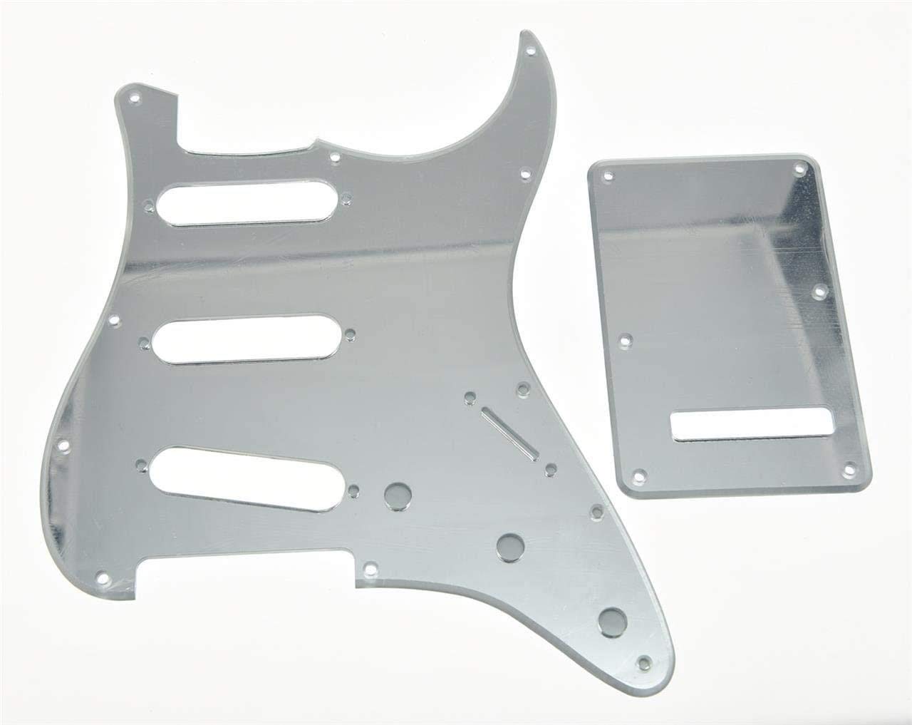 Dopro 11 Hole Strat SSS Pickguard ST Back Plate Trem Cover fits USA/Mexican Fender Strat Silver Mirror