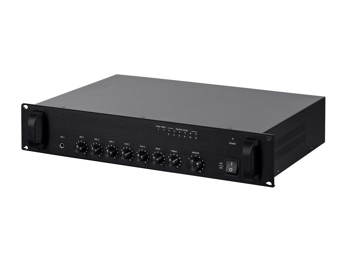 Monoprice Commercial Audio Mixer Amp - 240 Wattm 5 Channel, 100/70 Volt, With Microphone Priority, No Logo,Black