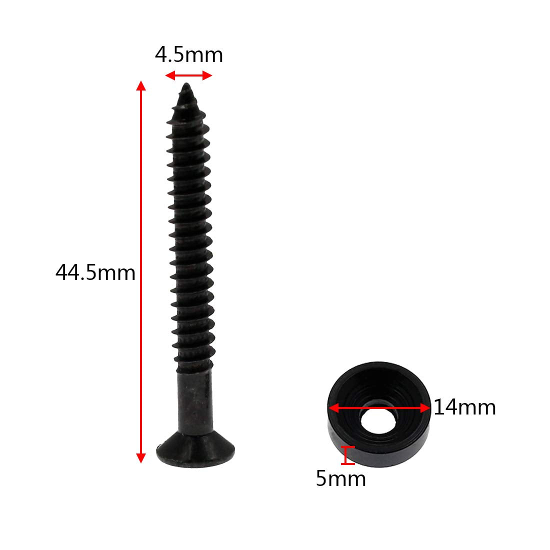 Hordion 4Pcs Guitar Neck Mounting Screws Ferrules Bushings Bolts for Electric Acoustic Guitar Bass, Black