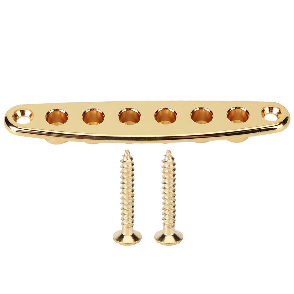 Guitar String Through Plate,Guitar Bridge String Thru Body Ferrule Bushing Plate Zinc Alloy for Electric Bass Guitar Parts(gold)