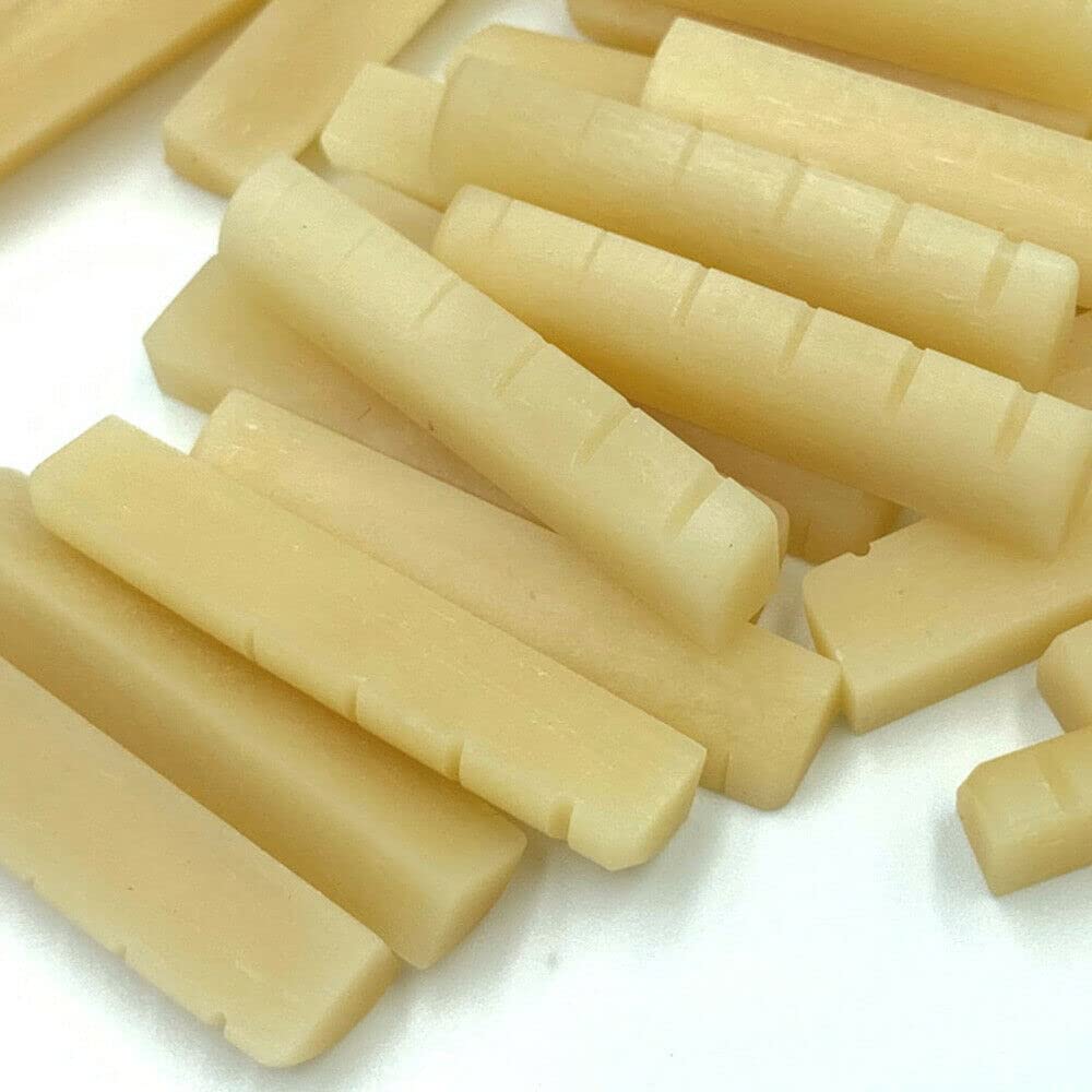 10pcs Unbleached Slotted Bone Nut Saddle Bridge 43x6x9mm Guitar Luthier DIY