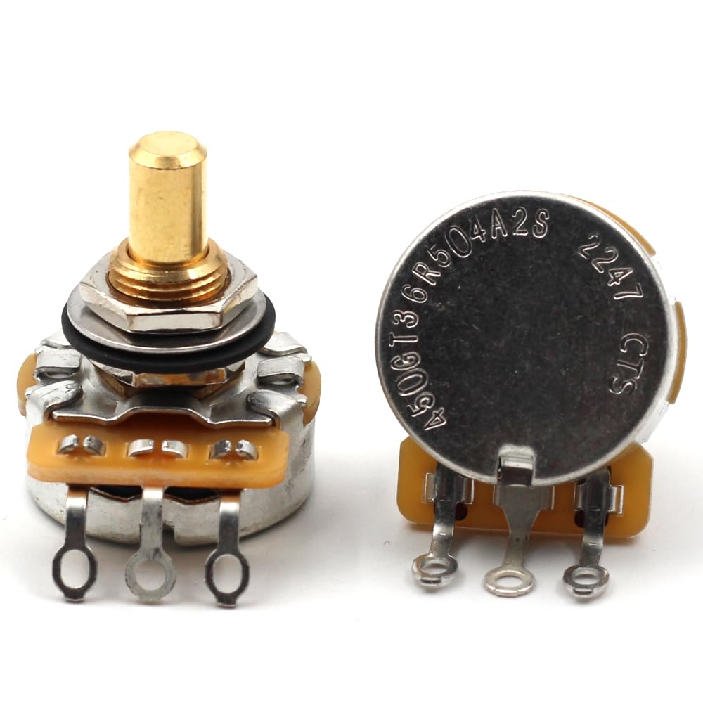 The Art Of Tone CTS 500K Pot Short (3/8 inch) Solid Shaft, 10% Audio Taper, 10% Tolerance, Pair (2X)