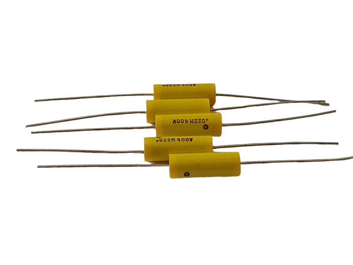 5 Pack .022Uf 400V Axial Film Guitar Tone Capacitors