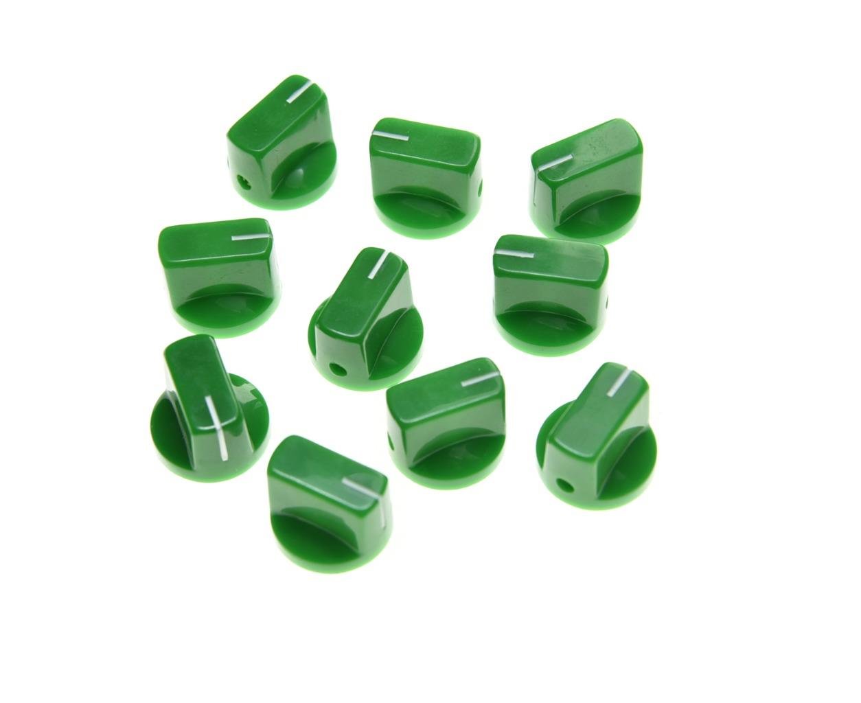 KAISH 10pcs Guitar AMP Effect Pedal Knobs Pointer Knob with Set Screw Green