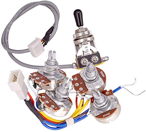 1 Set Guitar Circuit Wiring Harness Kit with 2 Pieces A500k B500K Pots and 1 Piece 3 Way Toggle Switch fit for LP Electric Guita