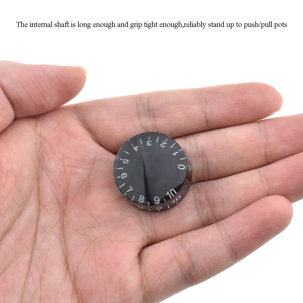 HAHIYO Black Surface White Number Clear Electric Guitar Top Hat Knobs Smooth Quick Change Speed Volume Tone Control Electric Bas