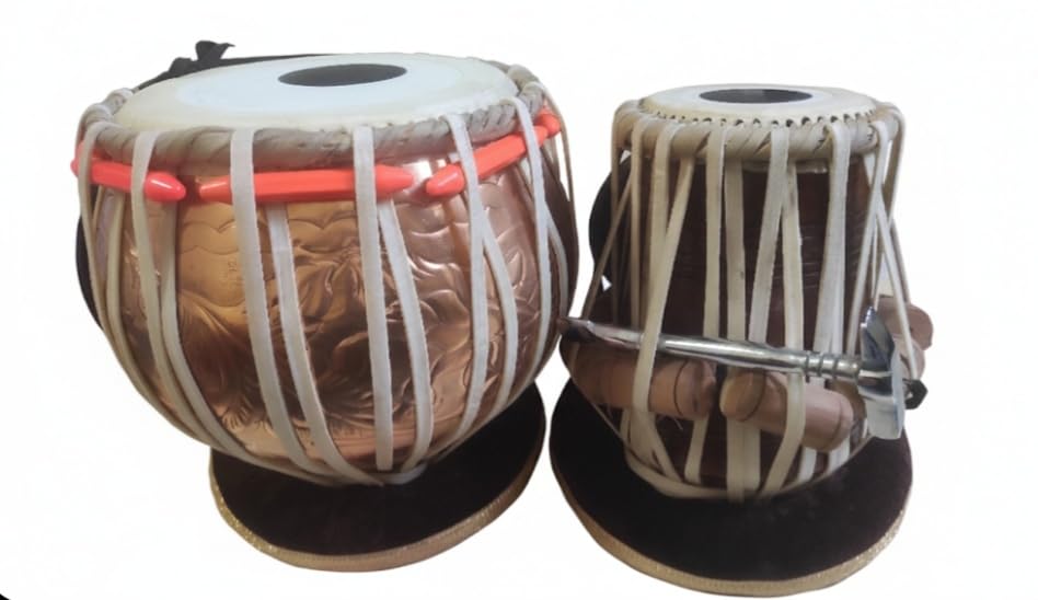 Tabla Set With 3Kg Copper Bayan, Traditional Indian Percussion Drums With Carrying Case