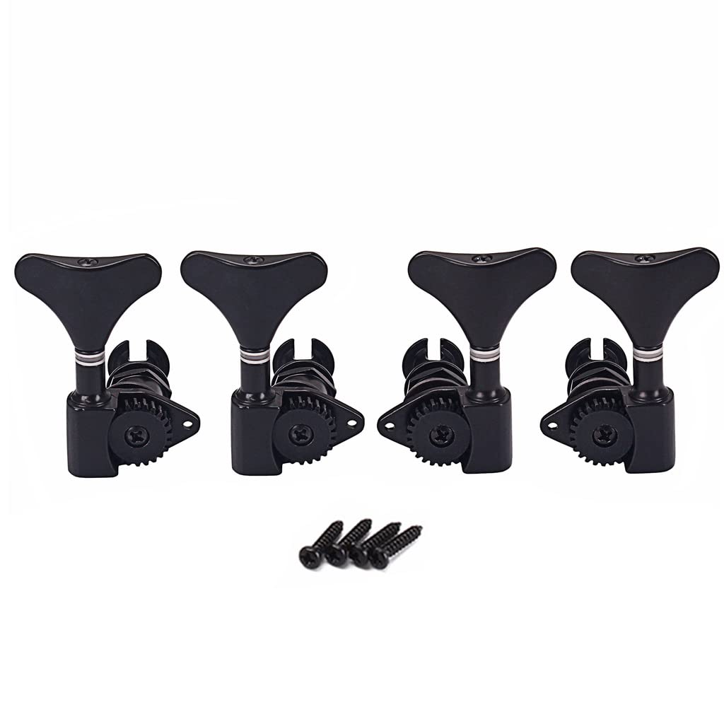 Ogdni Bass Machine Head 2R2L 1:24 Ratio Open Gear Tuners Tuning Key Pegs Replacement For Electric Jazz Guitar Bass Or Precision