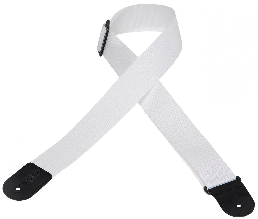 Levy'S Leathers 2'' Polypropylene Guitar Strap With Genuine Leather Ends And Tri-Glide Adjustment; White (M8Poly-Wht)