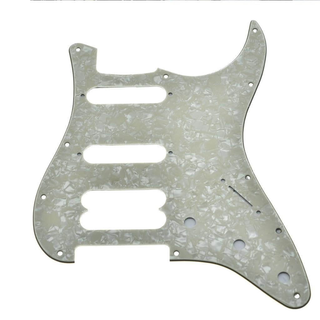 Dopro 11-Hole ST/Strat HSS Guitar Pickguard Humbucking Pickup No screw holes for American Ultra Series Strats Aged Pearl