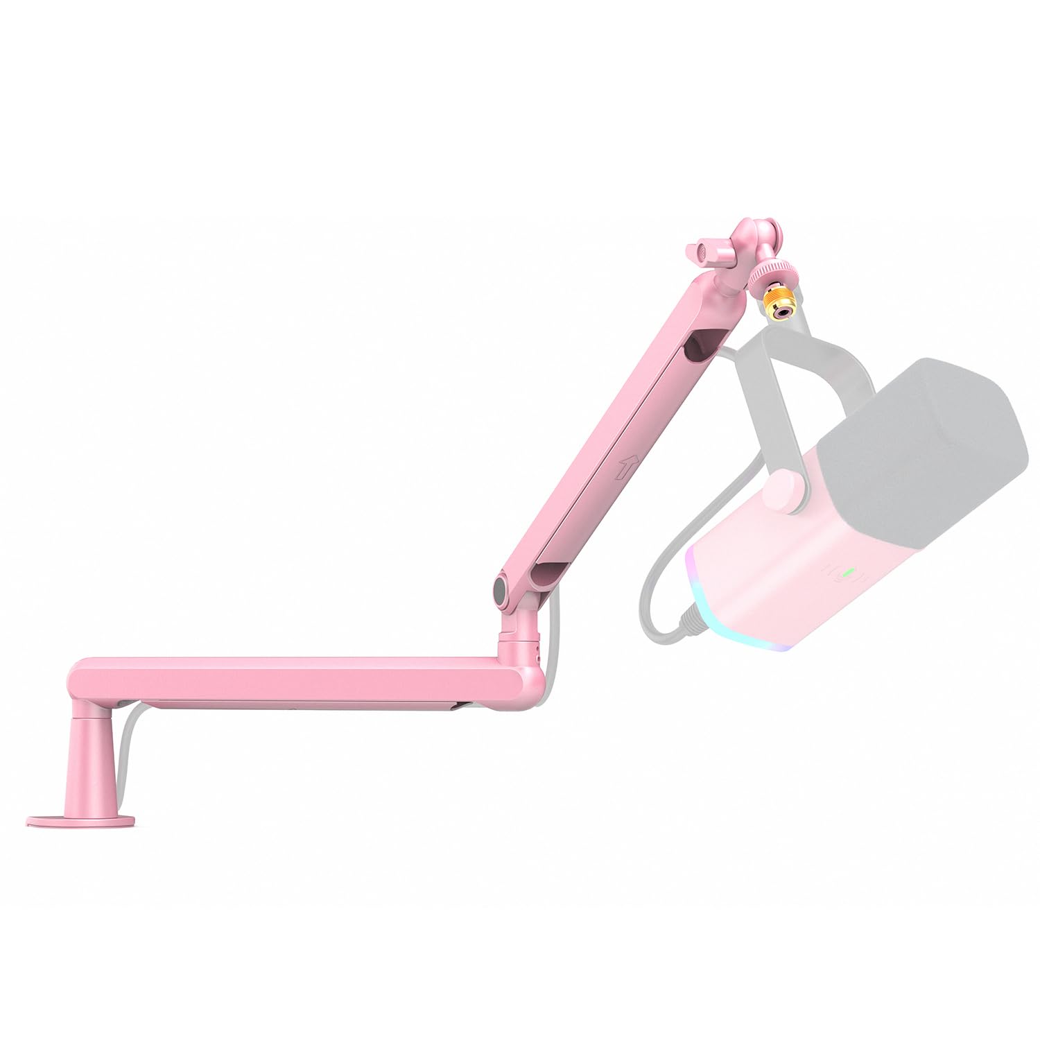 FIFINE Low Profile Boom Arm Mic Stand, Microphone Stand with Cable Management Channel, Desk Clamp, Screw Adapter for Streaming P