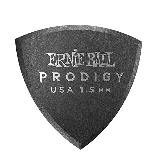 Ernie Ball Prodigy Guitar Picks, Shield, Black 15Mm, 6-Pack (P09331)