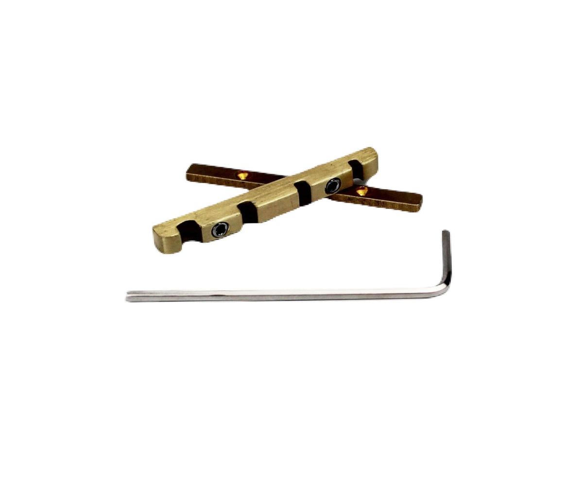 Guyker 4 String Bass Guitar Nut, Adjustable Height Bell Brass Nut Length 38Mm Split Regulation Replacement Parts For Jazz Bass,