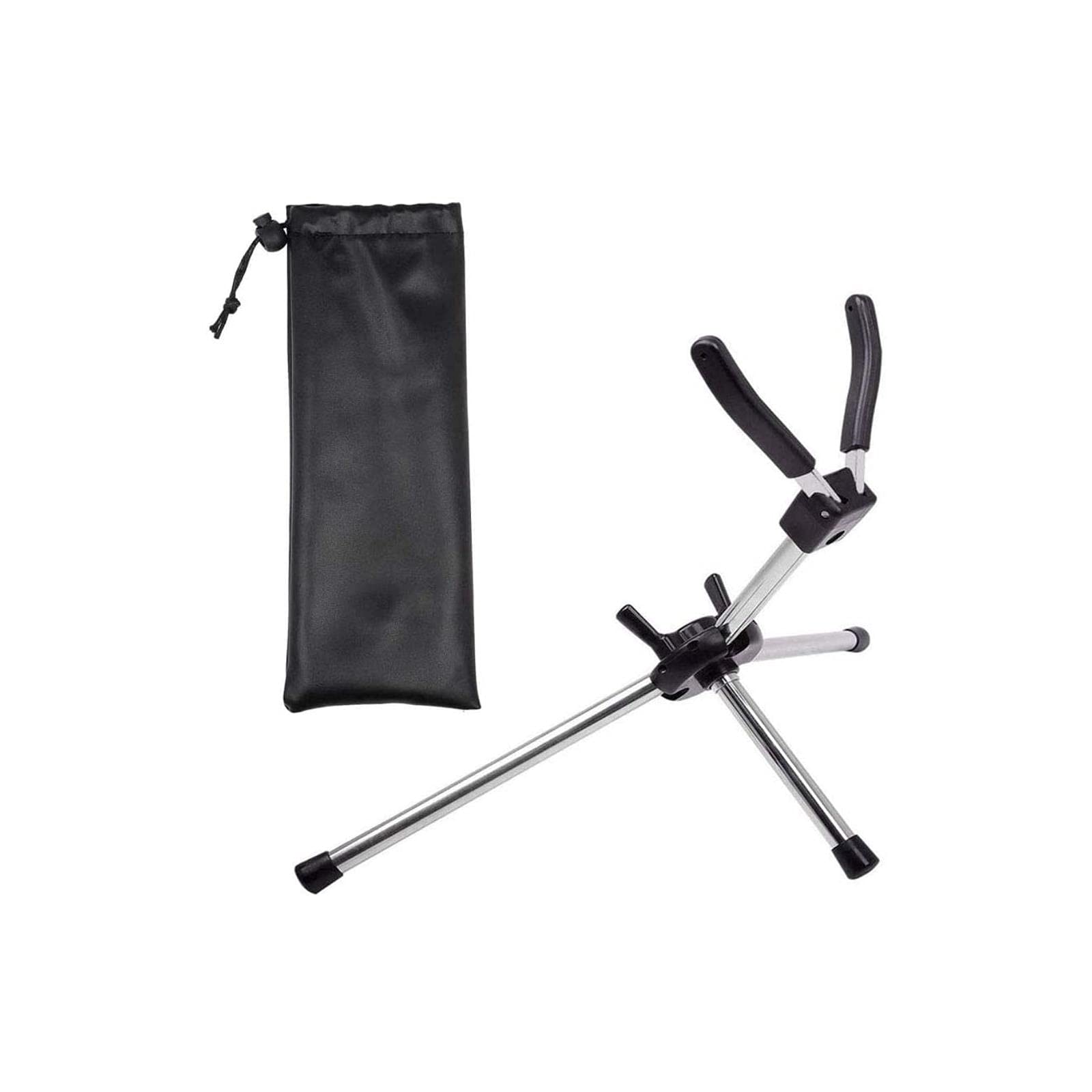 Liyafy Foldable Saxophone Bracket Alto Tenor Sax Stand Universal Wind Instrument Bracket with Leather Bag