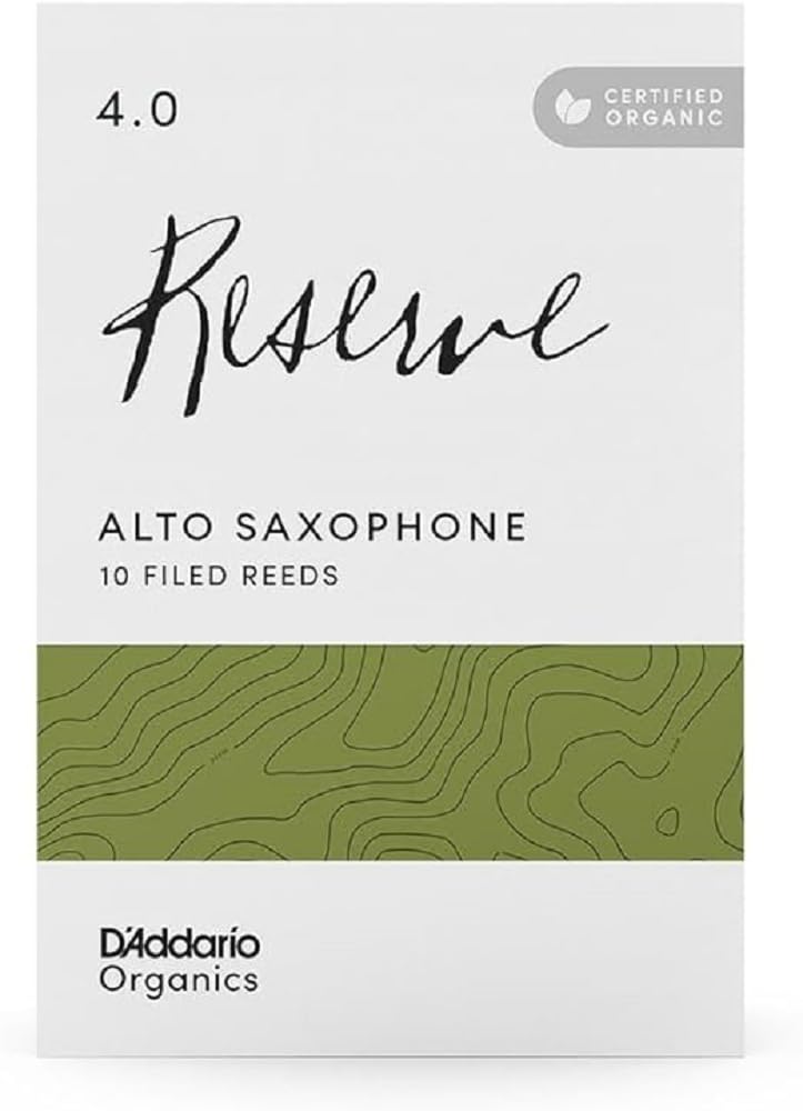 DAddario Organic Reserve Alto Saxophone Reeds - Filed, Strength 4.0, 10-Pack
