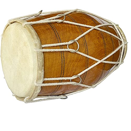 Gt Manufacturers Wood Dholak Indian Folk Musical Instrument Drum Nuts N Bolt (Brown)
