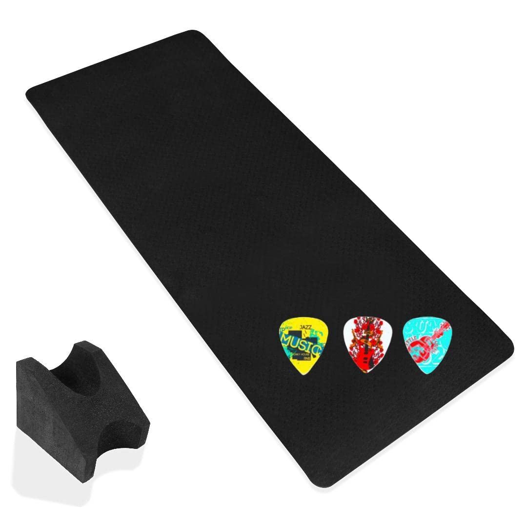 SPLENDIDMODE Guitar Work Mat and 2 Angle Neck Rest Instrument Cleaning Repair Surface Protector Pad - Complete with 3 Guitar Pic